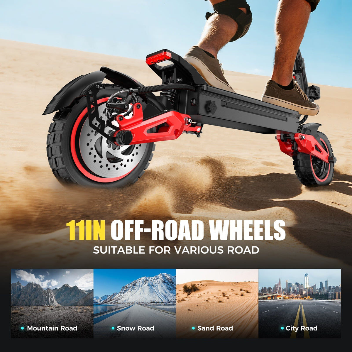 Freeboy J15 MAX front tire and disc brake riding on sand