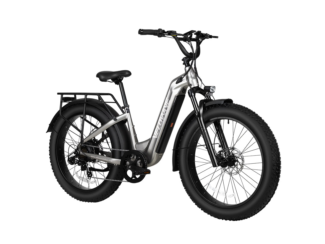 Black Velowave Ranger Step-Thru 3.0 electric bike studio three-quarter view