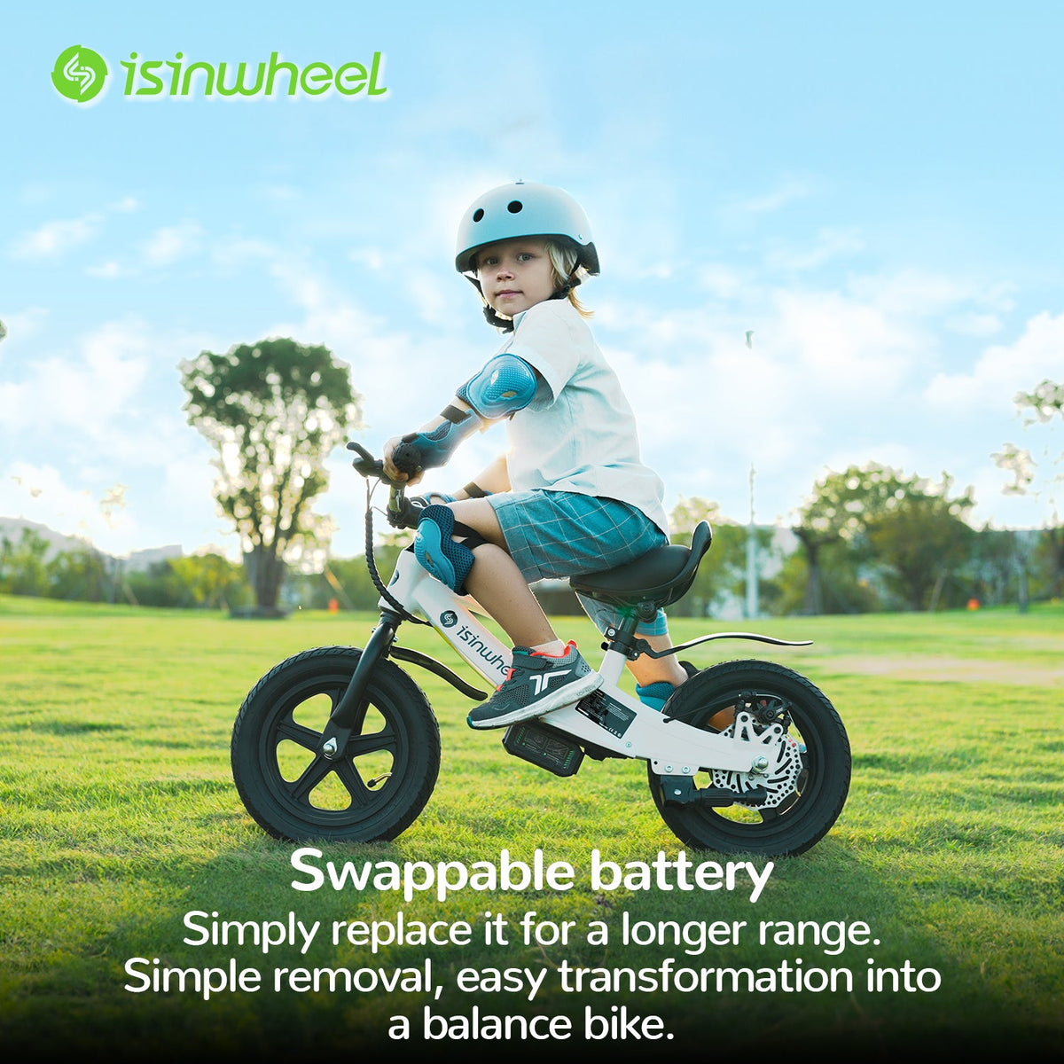 isinwheel SK12 Kids Electric Balance Bike child-sized frame and saddle