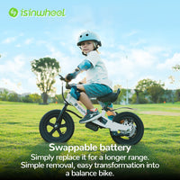 isinwheel SK12 Kids Electric Balance Bike child-sized frame and saddle