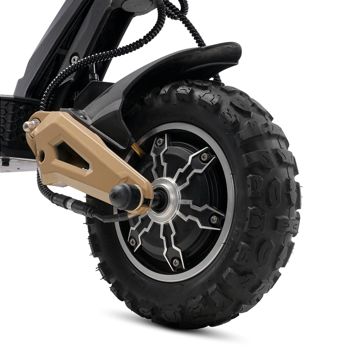 Circooter Cruiser Pro 2400W dual-motor off-road electric scooter with 11-inch pneumatic off-road tires, dual hydraulic suspension front and rear, hydraulic disc brakes, extra-wide deck, UL 2272 certified electrical system, and a 38 mph top-speed claim