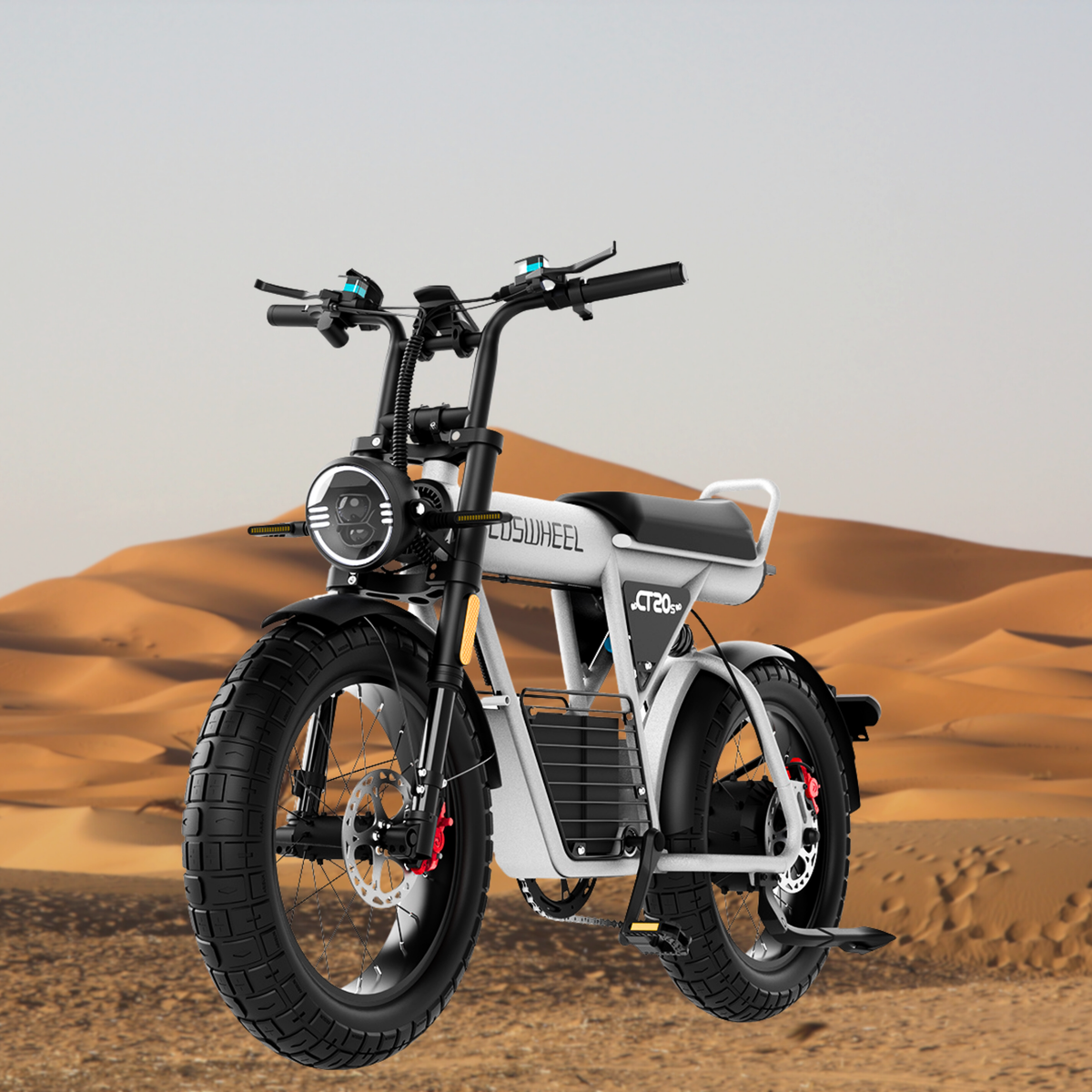Coswheel CT20S Grey fat tire electric bike, complete product view