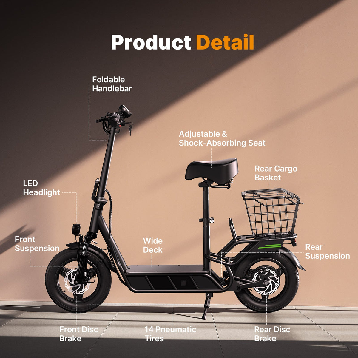 isinwheel Hyper X Seated Electric Scooter front disc brake