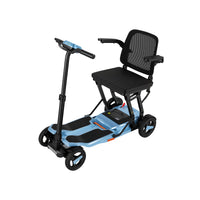 Sky Blue ScootNGo Voyager mobility scooter viewed from the rear side