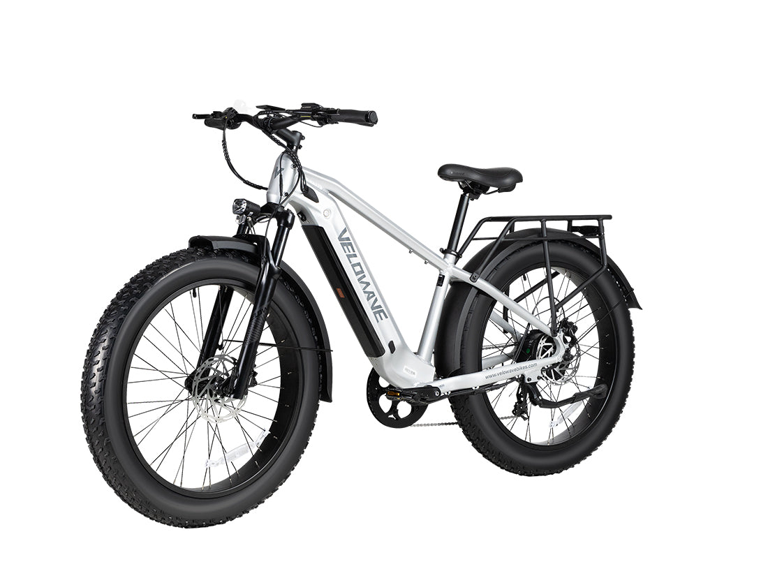 Velowave Ranger 3.0 electric bike rear three-quarter view with rack