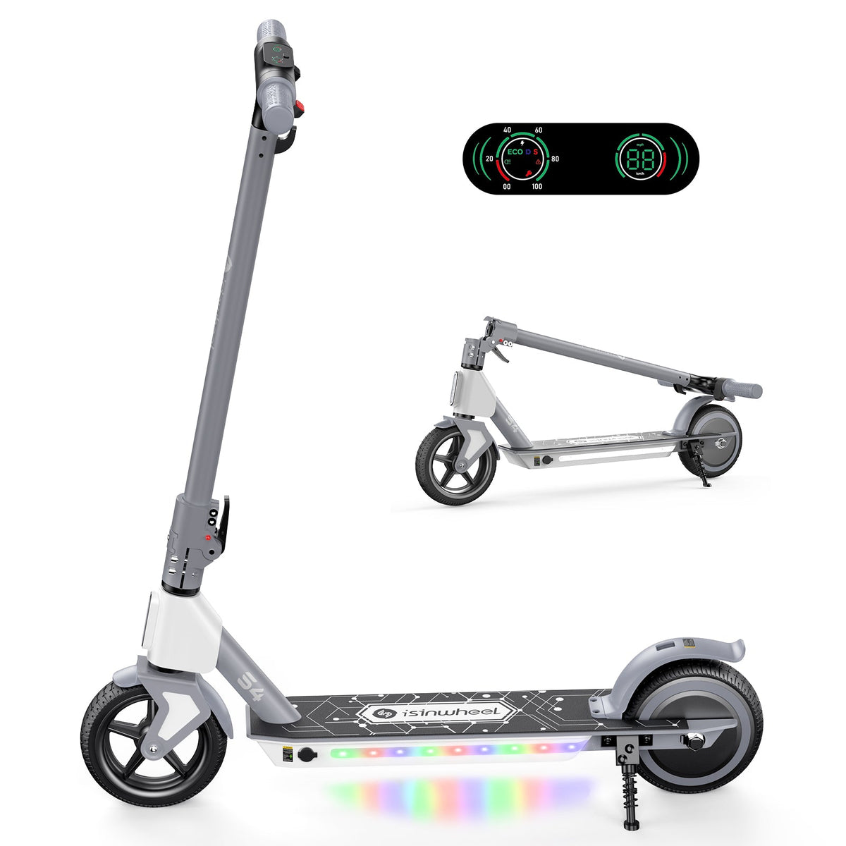 Side view of gray isinwheel S4 with display and folded view