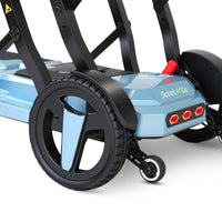 ScootNGo Voyager rear wheel and anti-tip wheel close-up