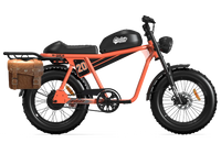 QIOLOR Tiger RL orange cockpit, saddle, and front suspension detail