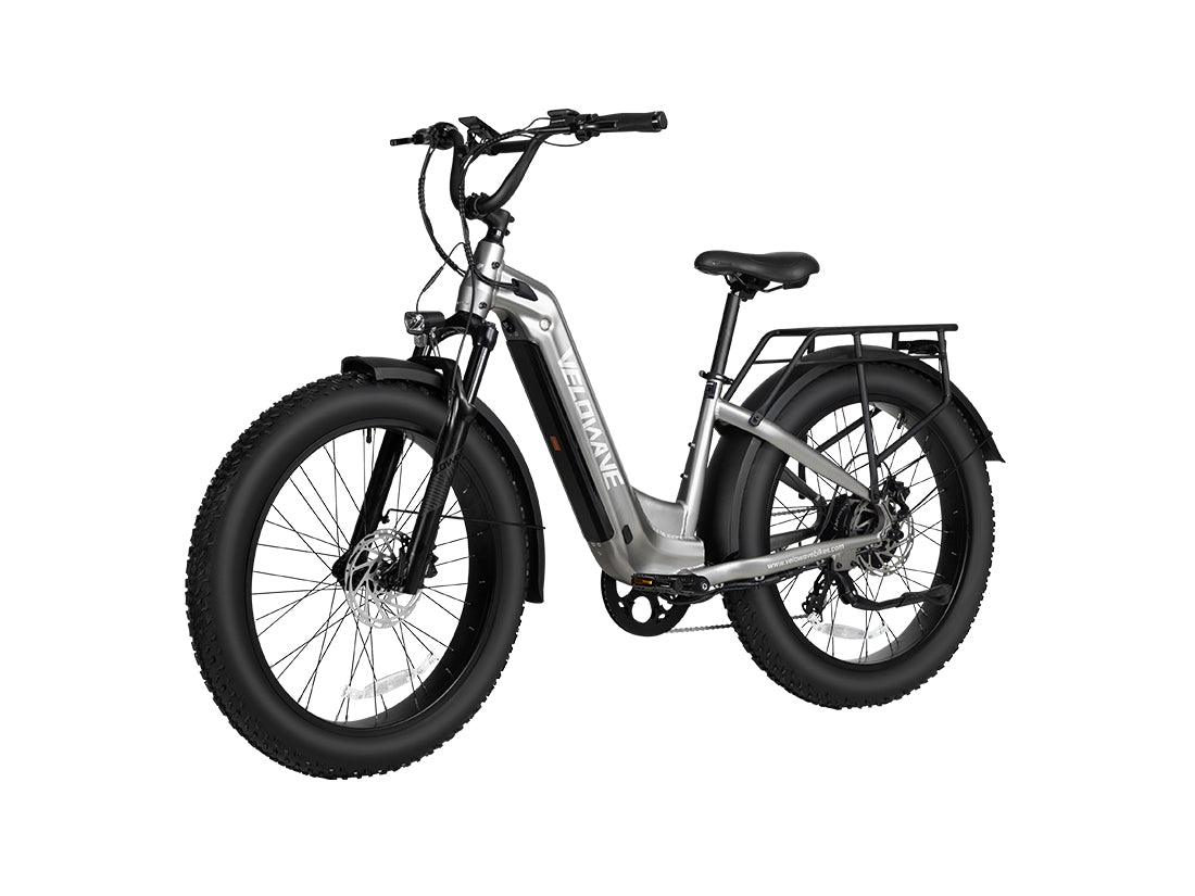 Black Velowave Ranger Step-Thru 3.0 electric bike studio right-side view