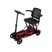 Wine Red ScootNGo Voyager mobility scooter viewed from the rear side