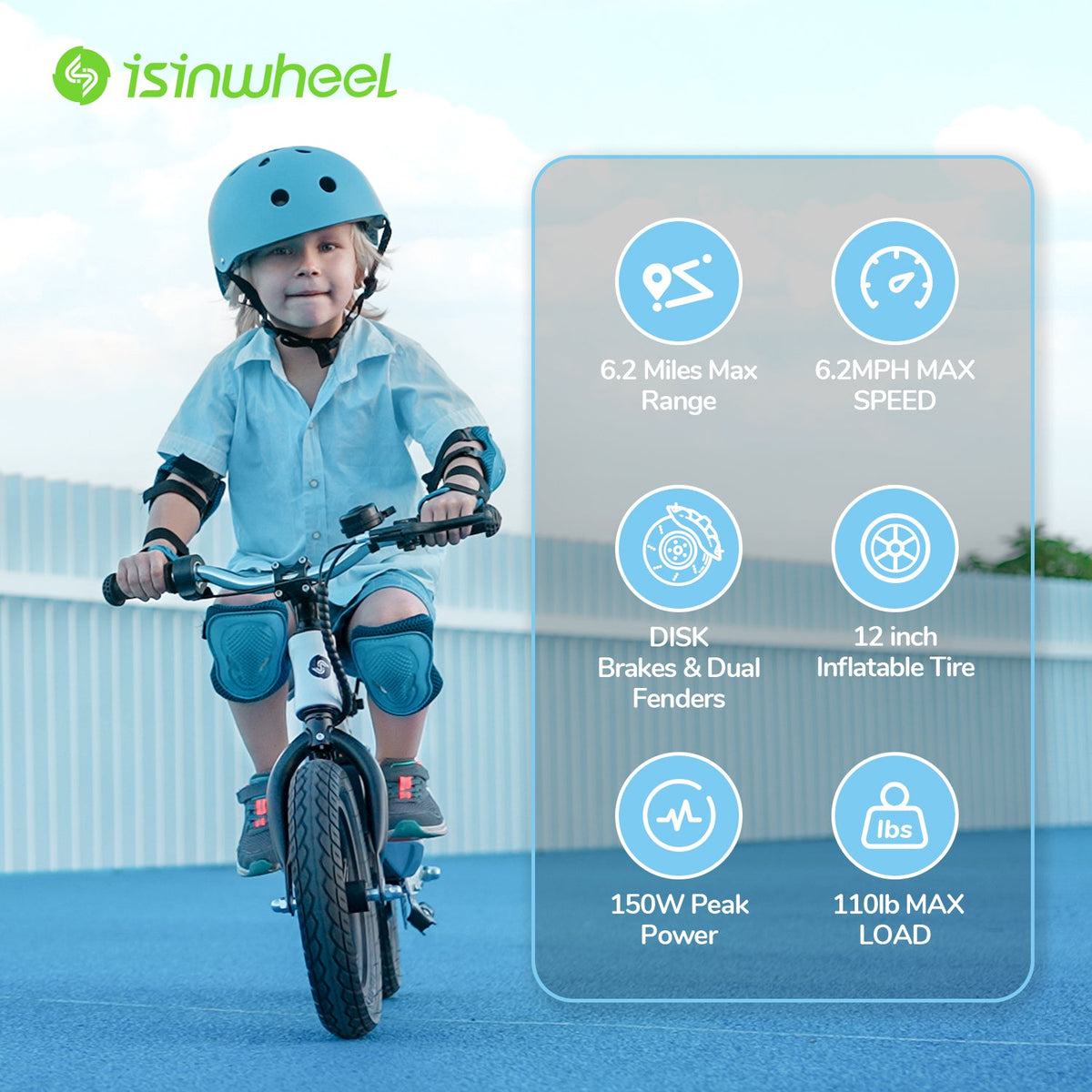 isinwheel SK12 Kids Electric Balance Bike Black SK12 side profile