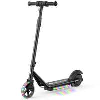 Black isinwheel S2 kids electric scooter with light-up front wheel and deck