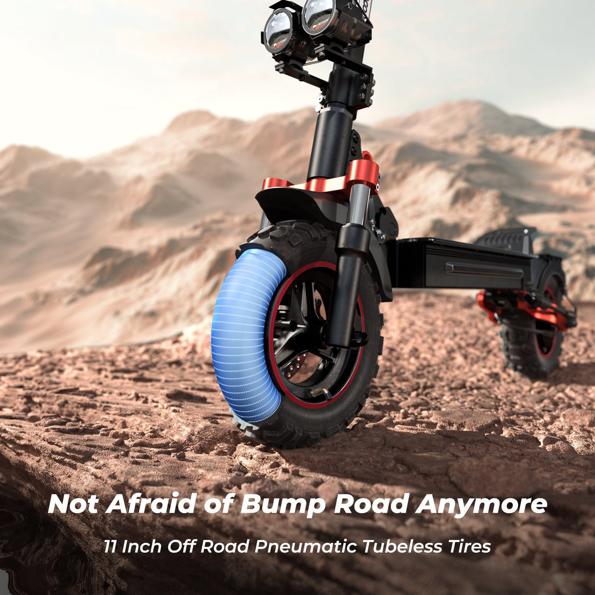 iScooter iX5S 1000W off-road electric scooter: 28 mph, 40-mile range, 11-inch off-road tubeless tires, dual suspension, EABS plus double disc brakes, IPX4 water resistance, 60 lb folded, 330 lb max load