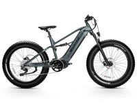 Dark Blue Velowave Brawny XM left-side studio profile with full-suspension frame and fat tires