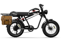 Black QIOLOR Tiger Plus side view with rear rack and brown pannier bag attached