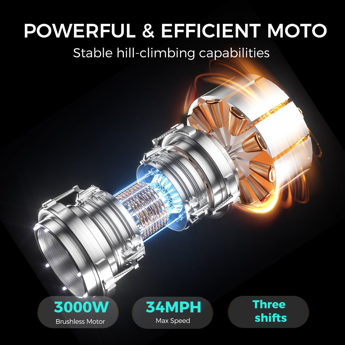 Freeboy Y01 motor cutaway supplier graphic with power and speed labels