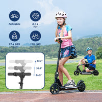 Kids riding the adjustable-height isinwheel S7 electric scooter with helmets
