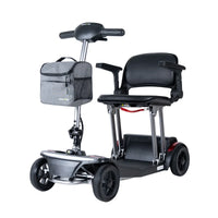 ScootNGo Folo front three-quarter view with four wheels and padded seat