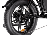 Heybike Saturn moped-style commuter e-bike: 52V 1000W continuous / 1800W peak hub motor, 95 Nm torque, single or dual-battery configuration, hydraulic disc brakes, full suspension with 140 mm front travel, turn signals, TFT color display, UL 2849 certified