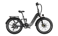 Heybike Horizon 24-inch full-suspension folding fat-tire e-bike: 750W (1400W peak) rear hub motor, 692Wh battery, 24x4 fat tires, hydraulic disc brakes, Shimano 7-speed, aluminum-alloy low-step folding frame, UL 2849 certified, four color options