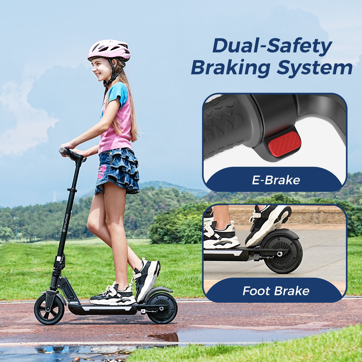 isinwheel S7 electronic brake and rear foot brake demonstration
