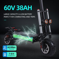 Freeboy J30 MAX battery enclosure graphic labeled 60V 38Ah on black scooter deck