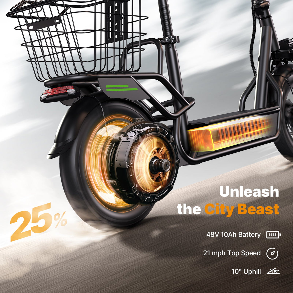 isinwheel Hyper X Seated Electric Scooter 700W rear motor and wheel