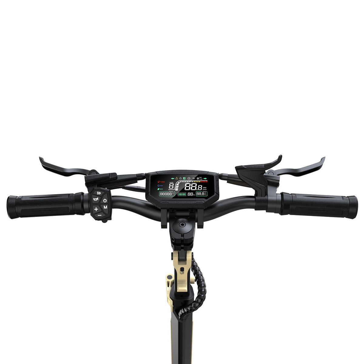 Circooter Cruiser Pro 2400W dual-motor off-road electric scooter with 11-inch pneumatic off-road tires, dual hydraulic suspension front and rear, hydraulic disc brakes, extra-wide deck, UL 2272 certified electrical system, and a 38 mph top-speed claim