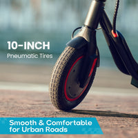iScooter i9M sub-budget folding commuter electric scooter: 42V peak 500W brushless front-wheel-drive motor, 22 mph, 315Wh battery, 10-inch pneumatic tires, EBAS plus rear disc brake, IP54, Tuya app integration, included mudguards, 28.9 lb folded