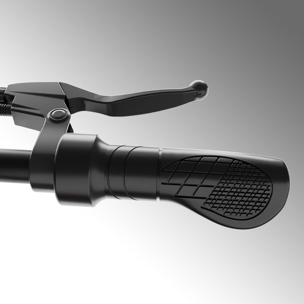 Textured handlebar grip and brake lever on the Run Mini
