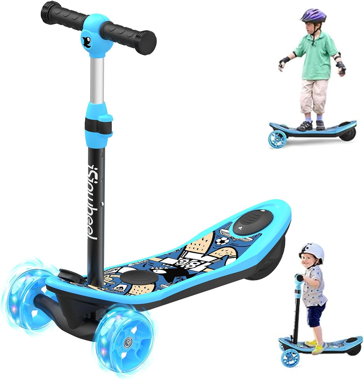 Pink isinwheel Mini Long Range product photo with the multi-color LED flashing wheels and the deck graphic visible