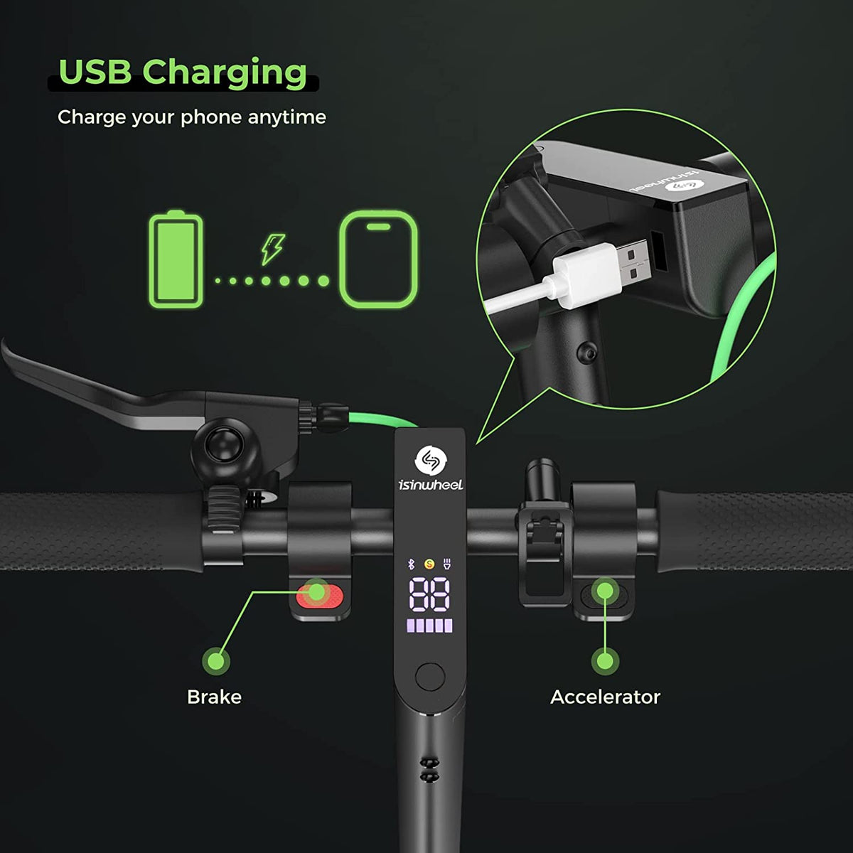 isinwheel S9 Max Commuter Electric Scooter folded scooter profile