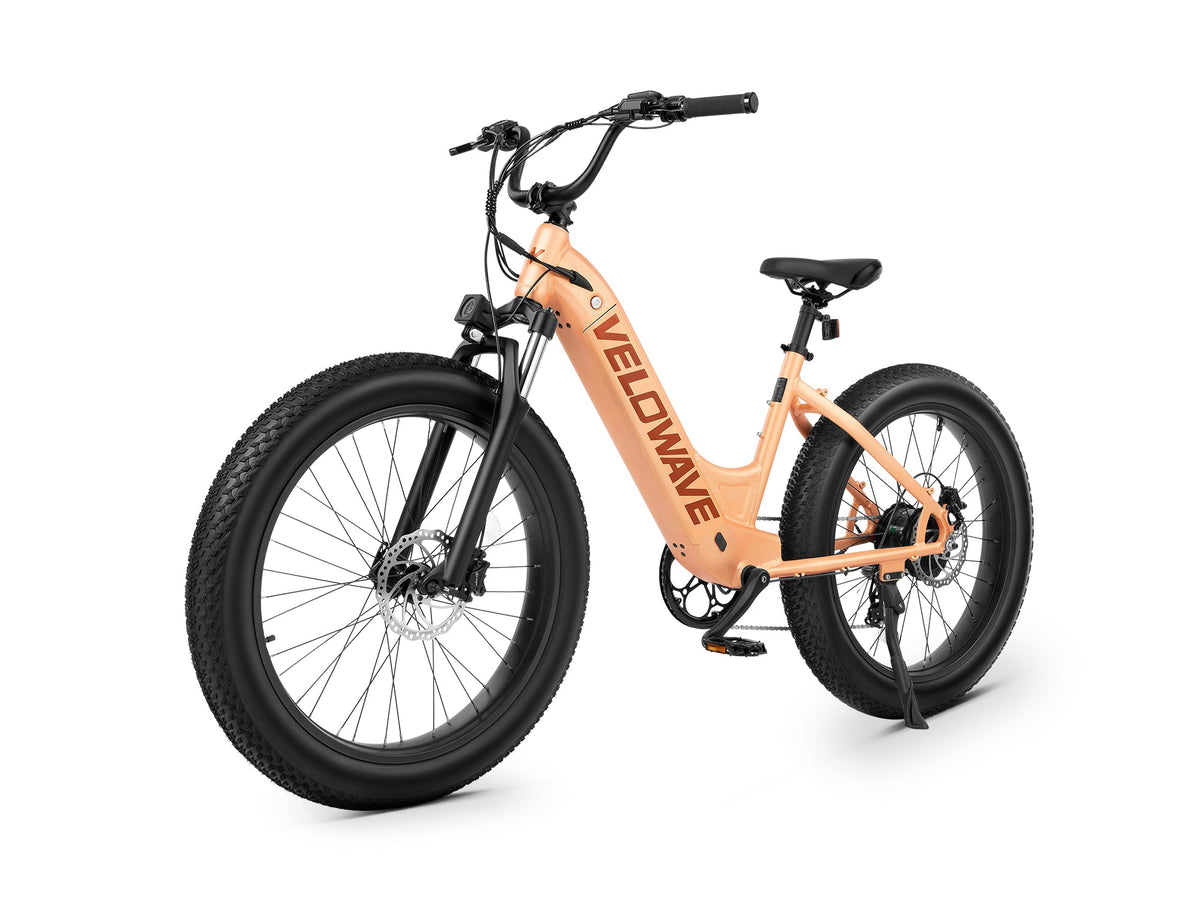 Velowave Rover Step-Thru commuter e-bike front three-quarter view
