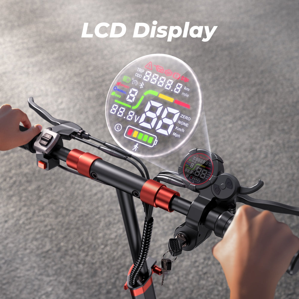 iScooter iX5S 1000W off-road electric scooter: 28 mph, 40-mile range, 11-inch off-road tubeless tires, dual suspension, EABS plus double disc brakes, IPX4 water resistance, 60 lb folded, 330 lb max load