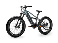 Dark Blue Brawny XM rear three-quarter studio view showing rear shock, cassette and derailleur