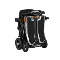 Folded Silver Grey ScootNGo Voyager standing upright