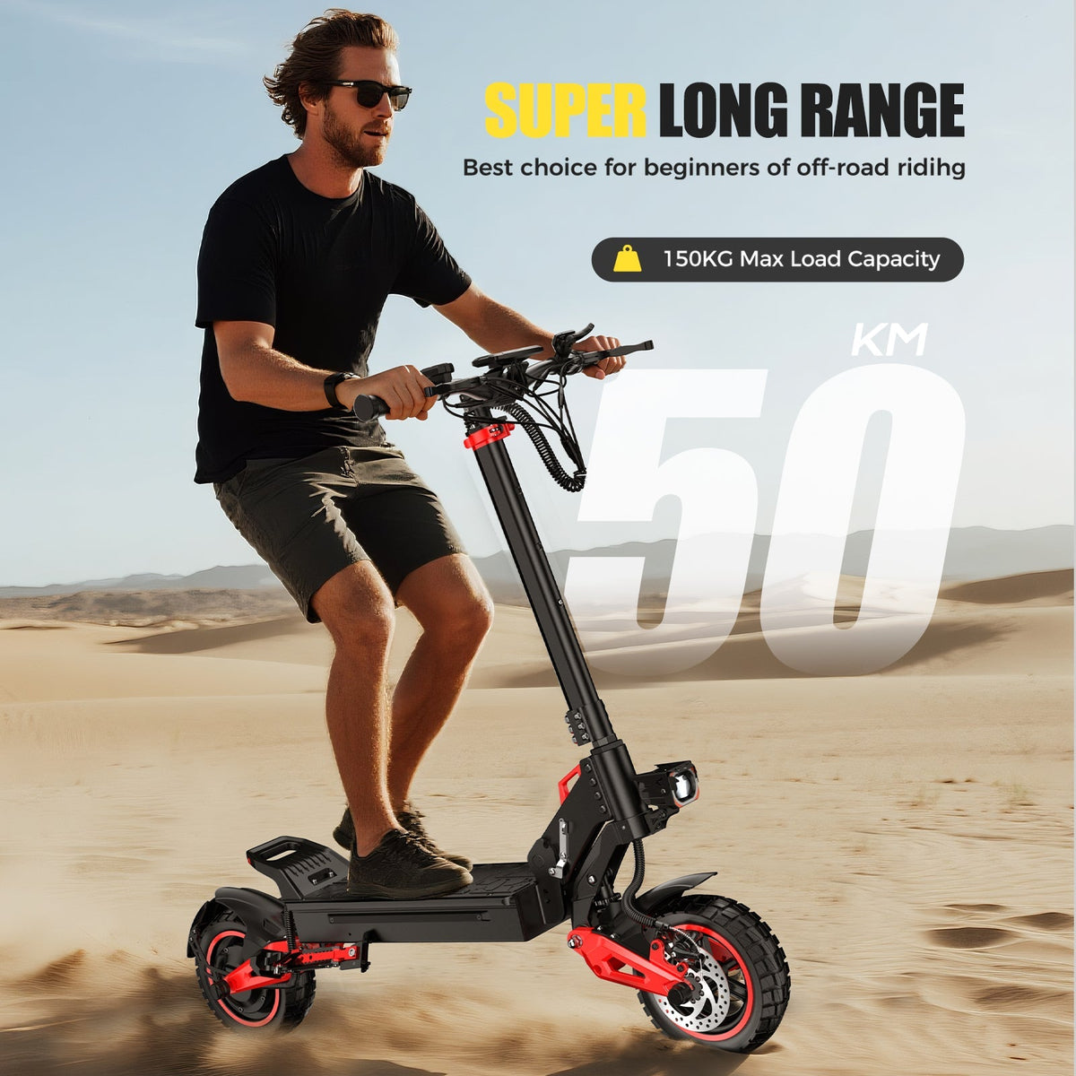 Freeboy J15 MAX rider on a sandy trail range graphic