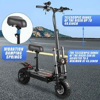 Freeboy J30 MAX scooter with optional seat and adjustable handlebar-height graphic