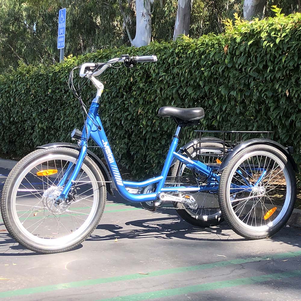 Blue DWMEIGI MG708-HERA electric trike outdoor side profile