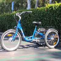 Blue DWMEIGI MG708-HERA electric trike outdoor side profile
