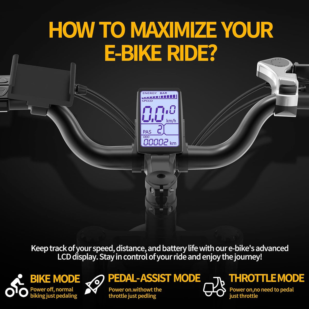 Ridstar Q20 1500W Fat-Tire Electric Bike rear three-quarter view