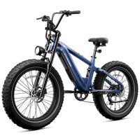Indigo blue Cycrown Roma step-over e-bike in a front three-quarter view