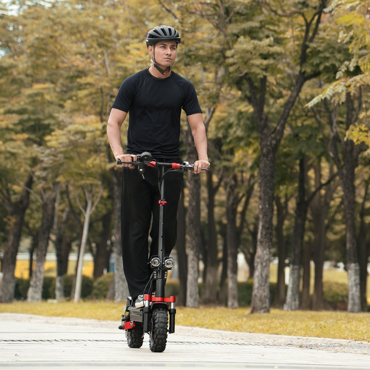 iScooter iX5S 1000W off-road electric scooter: 28 mph, 40-mile range, 11-inch off-road tubeless tires, dual suspension, EABS plus double disc brakes, IPX4 water resistance, 60 lb folded, 330 lb max load