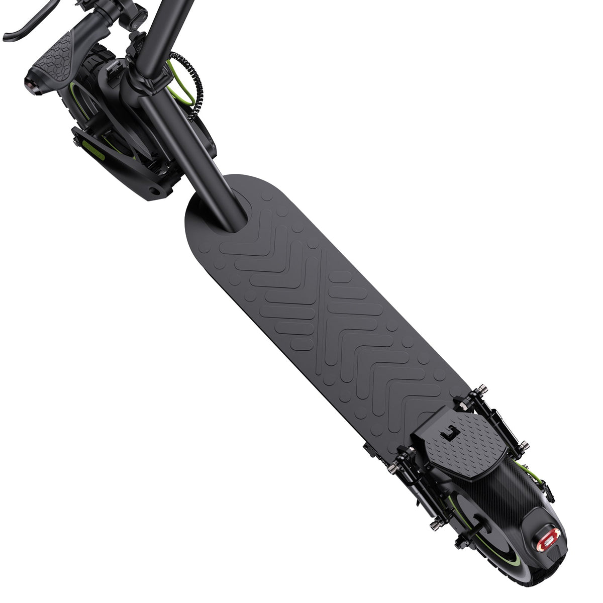 Top-down view of the S10Max deck, folding stem, handlebar, rear fender, and brake light
