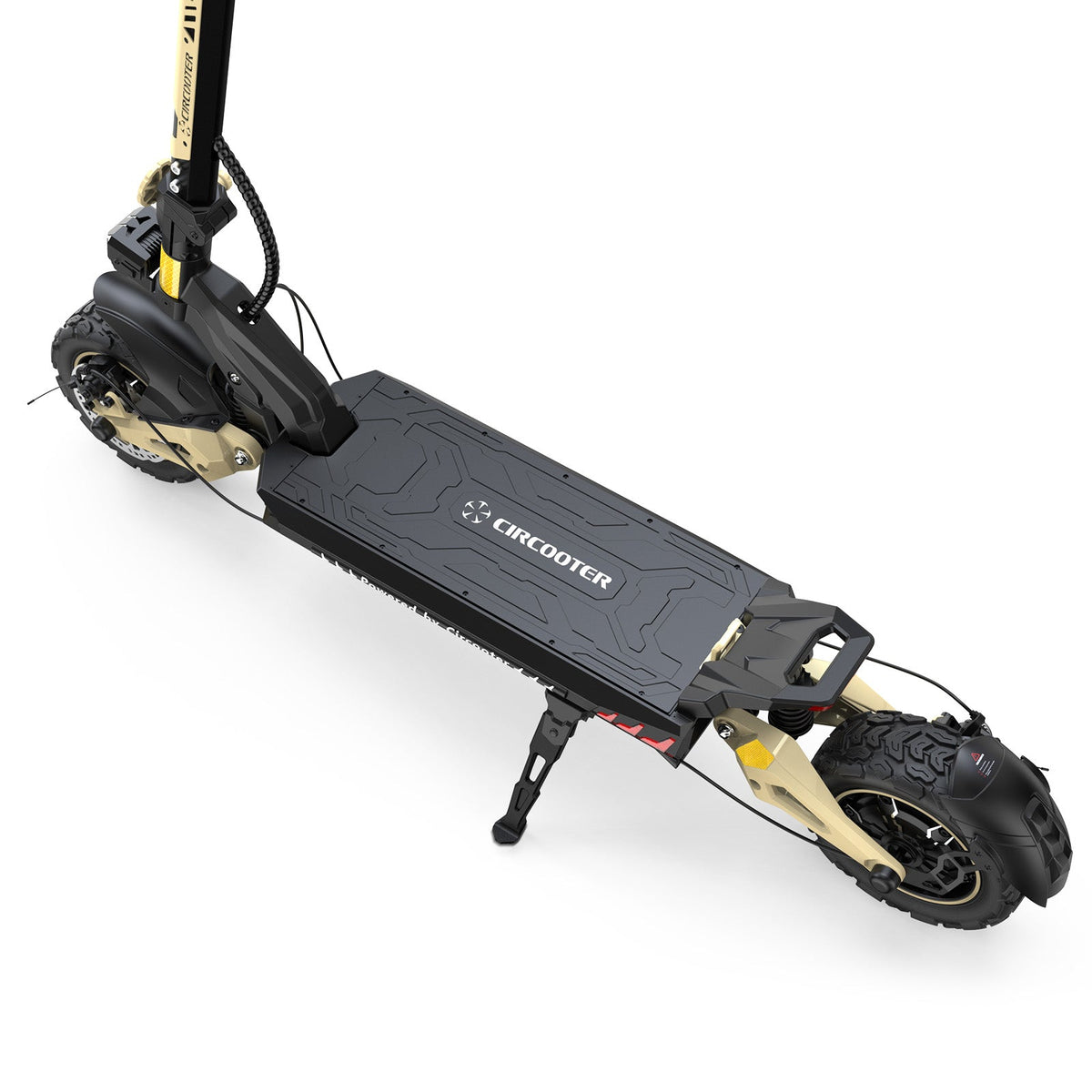 Circooter Cruiser Pro 2400W dual-motor off-road electric scooter with 11-inch pneumatic off-road tires, dual hydraulic suspension front and rear, hydraulic disc brakes, extra-wide deck, UL 2272 certified electrical system, and a 38 mph top-speed claim