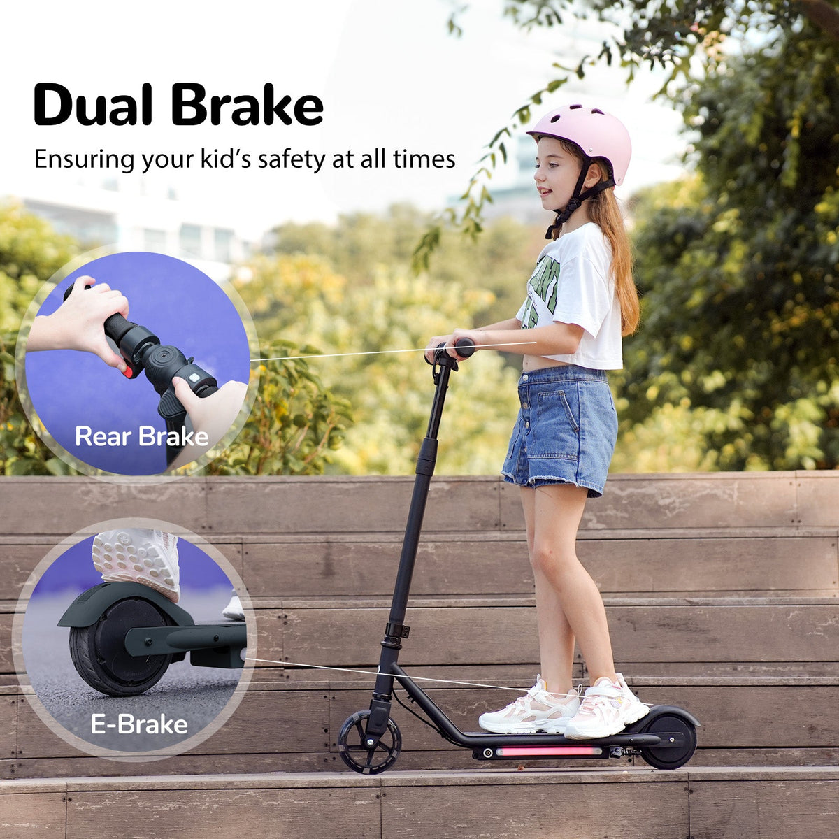 Pink isinwheel S2 electronic brake and rear foot brake demonstration