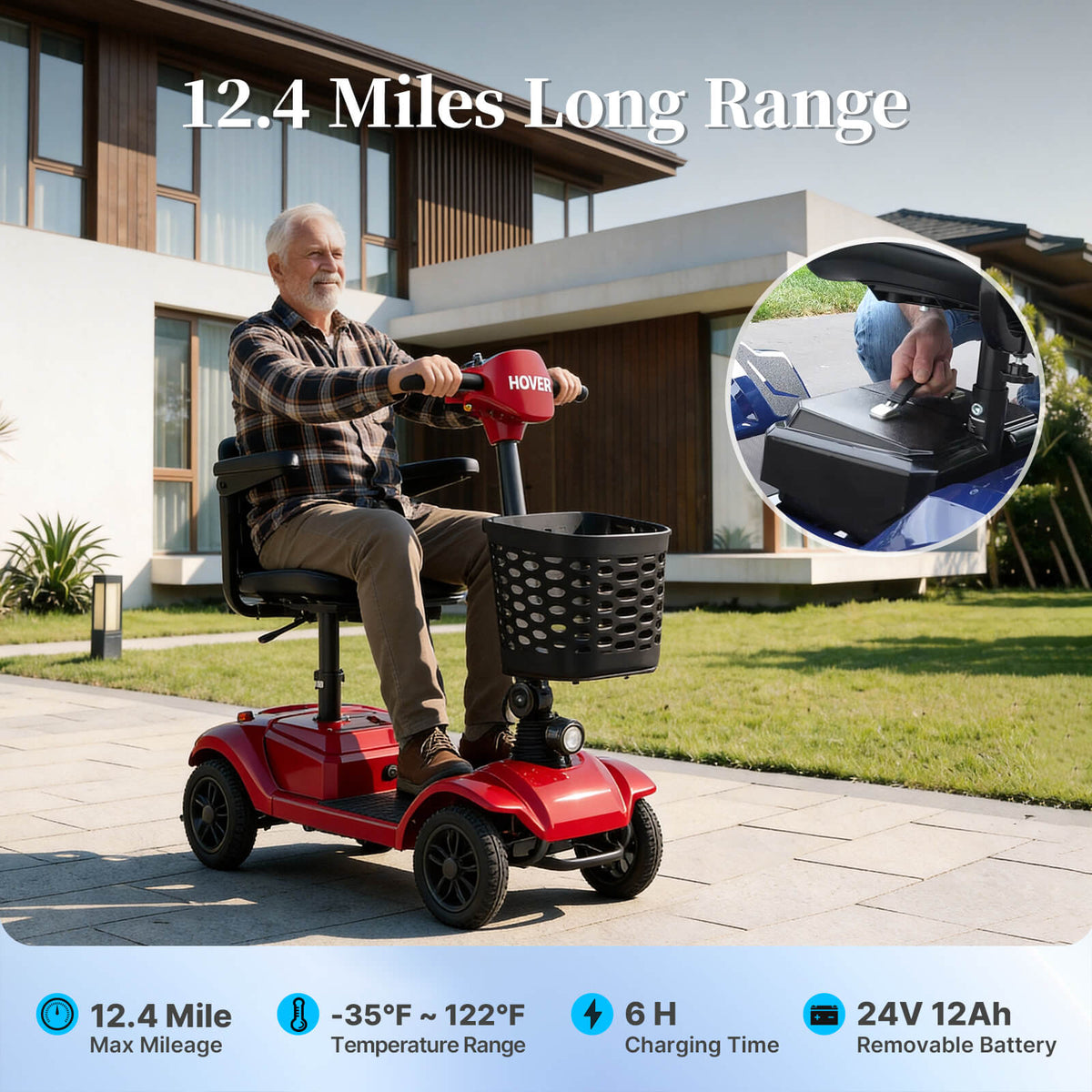 Hoverfly T4 4-Wheel Mobility Scooter | 330-lb Capacity — side or lifestyle view
