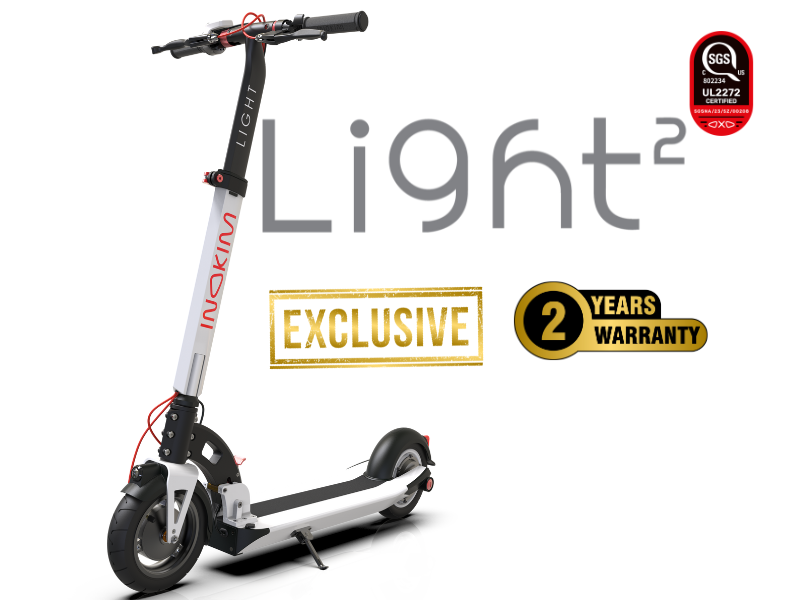 INOKIM Light 2 Super detail image highlighting the aluminum frame shape and clean commuter-scooter design.