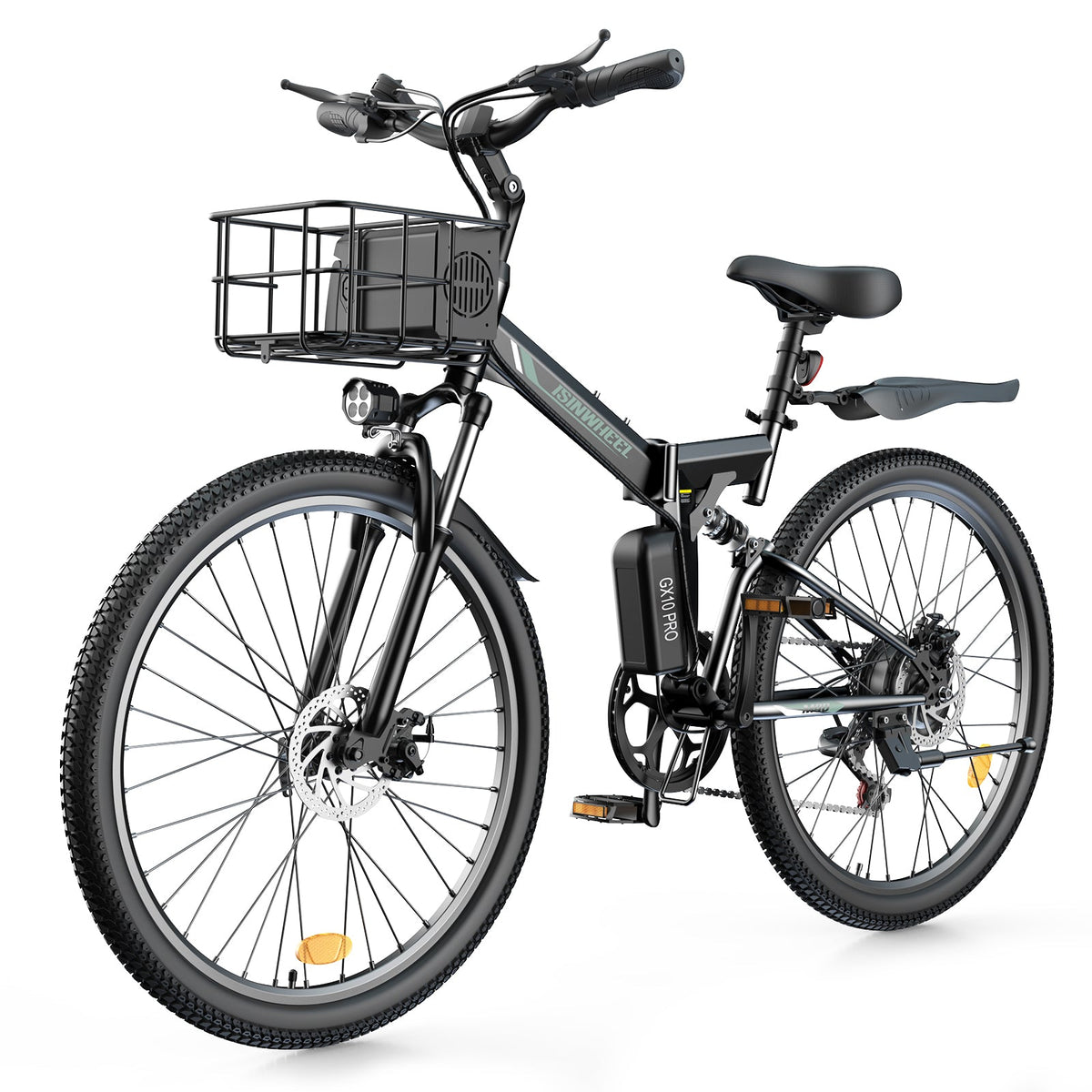 isinwheel M40 Folding Electric Bike Carbon Black bike side profile