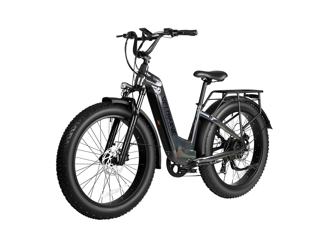 Black Velowave Ranger Step-Thru 3.0 front three-quarter product view